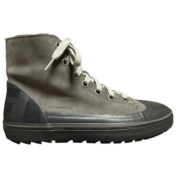 Sorel Cheyanne Metro Hi Lace Suede Leather Quarry Gray Waterproof Boots Mens 9.5 - Picture 1 of 16